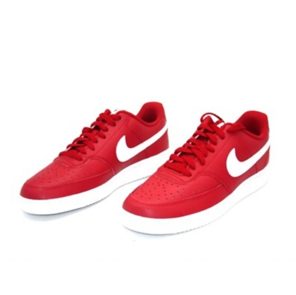 Nike Men's Court Vision Low Gym Red White Basketball Shoes Sneakers, 13
